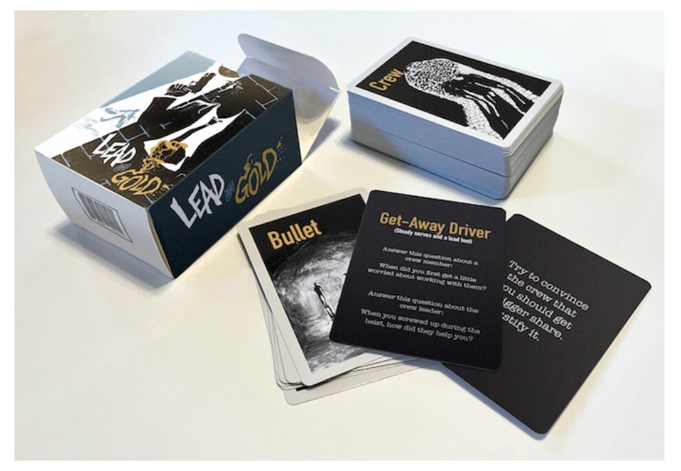 beavanslee's tweet photo. LEAD AND GOLD.

What? A new pulp noir-themed card-based tabletop rpg, being crowdfunded AS WE SPEAK?? 

In the game Lead and Gold, players step into the aftermath of a heist gone wrong, desperate to figure out WHO IS THE RAT.

https://t.co/YA12M7uagF

#tabletopgames #kickstarter https://t.co/5q7WNuQ9Mw