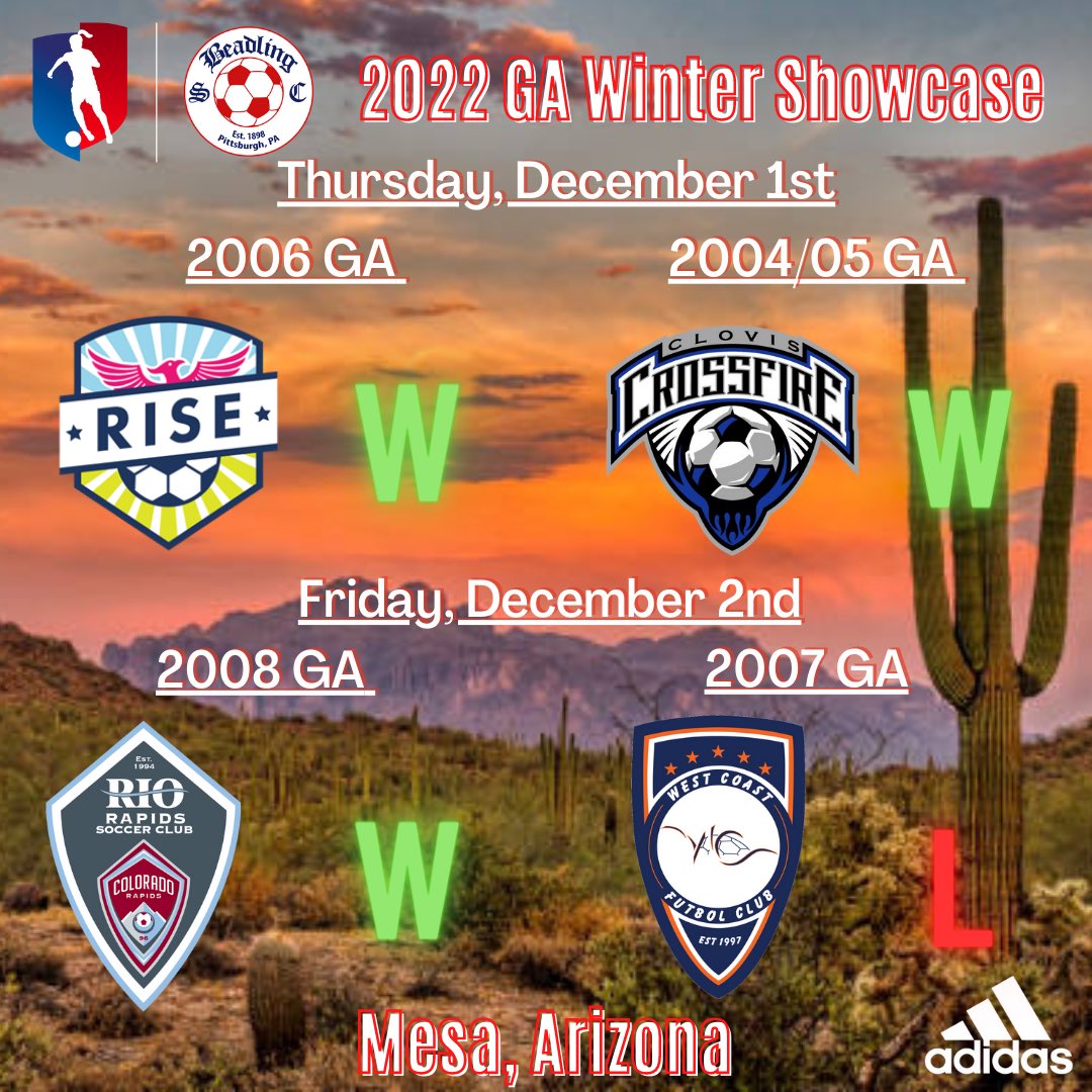 Results after Day 2 in Phoenix at the GA Winter Showcase 🌵☀️ <a href="/GAcademyLeague/">Girls Academy</a> #WearTheB