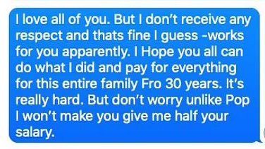 Here’s a text message Hunter sent his daughter in 2019 saying he gives JOE BIDEN “half” his salary. 

This was found on Hunter’s laptop.