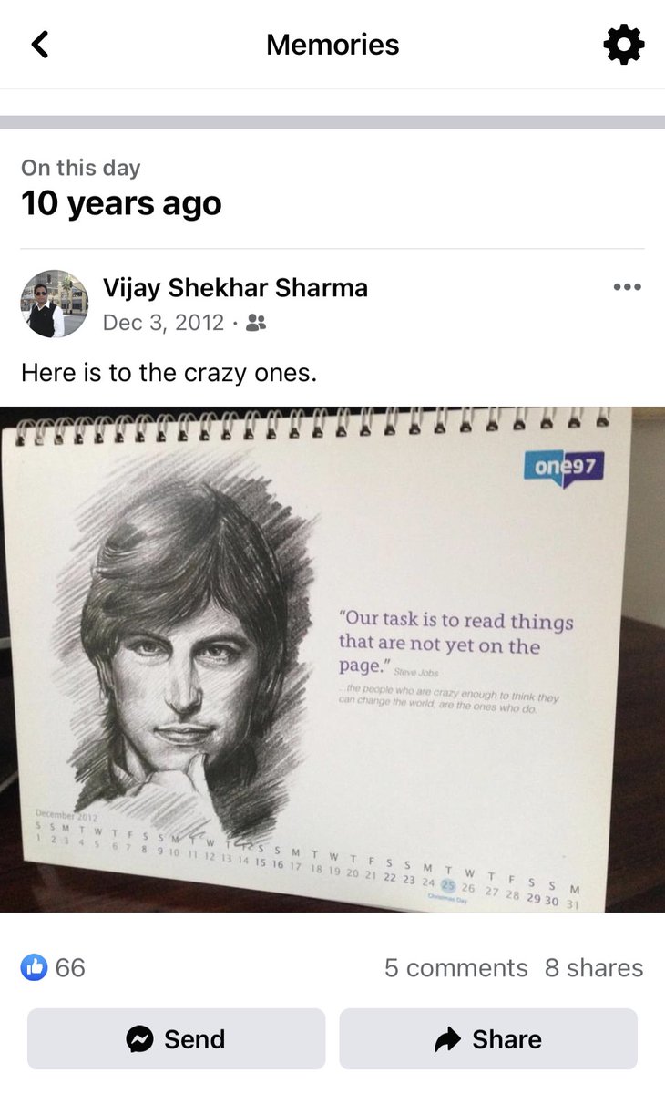 vijayshekhar's tweet photo. “Our task is to read things that are not yet on the page.” ~ Steve Jobs. 

I picked his this quote, for our 2013 calendar as an ode to entrepreneur in Jobs. (Also, in those days @Paytm was being built and our company was more known as @One97 :) https://t.co/glvBzyX2kj