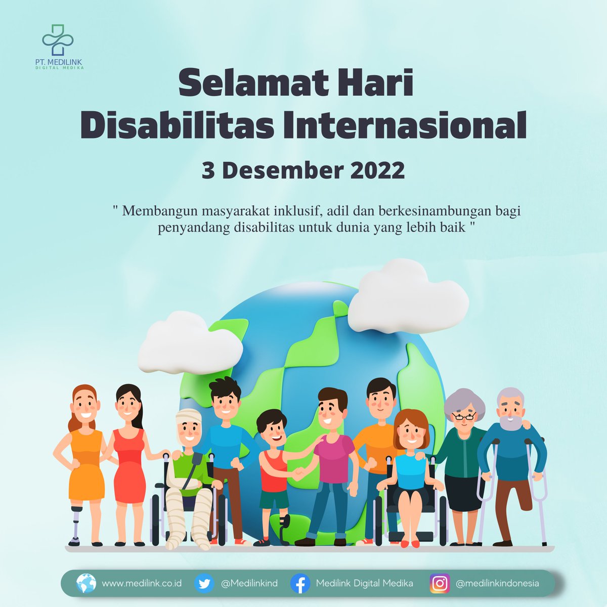 Medilink_ID's tweet photo. Disabilitas bukan hambatan, terus bergerak menembus keterbatasan. Hapuskan perbedaan dengan kebebasan berkarya. Kita semua sama. 😊
Selamat Hari Disabilitas Internasional 2022!
#DisableDay https://t.co/3rcNb7Nggm