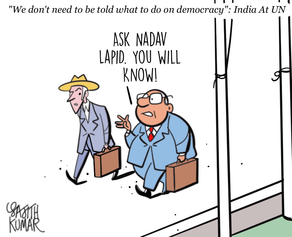 sajithkumar's tweet image. #NadavLapid cartoon @DeccanHerald