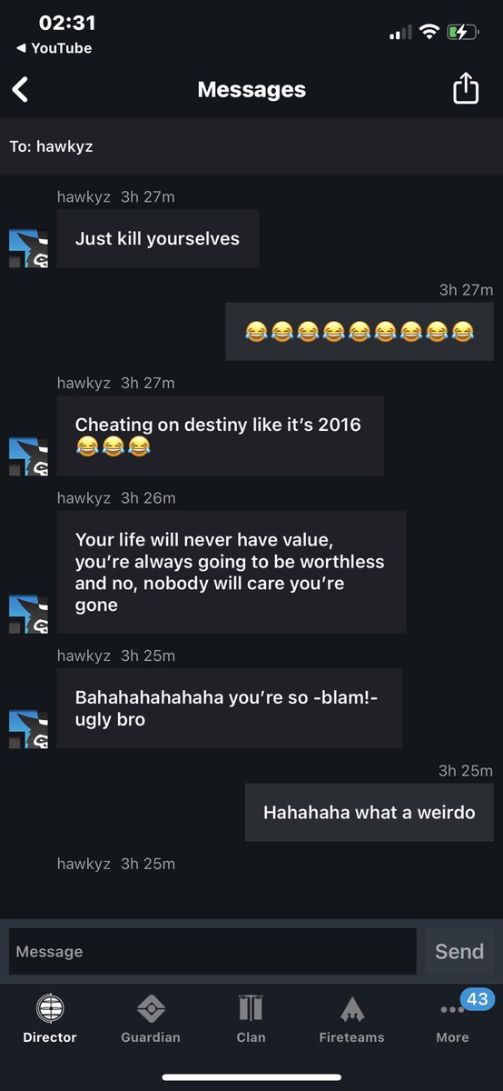 LouCyber's tweet photo. @DirtyEffinHippy @A_dmg04 Can we please do something about this, it’s not on over a video game. I myself don’t suffer from any mental health issues however there are people in this world that do and I feel this type of behaviour has to be addressed. Thankyou https://t.co/DhMvvNPfOV