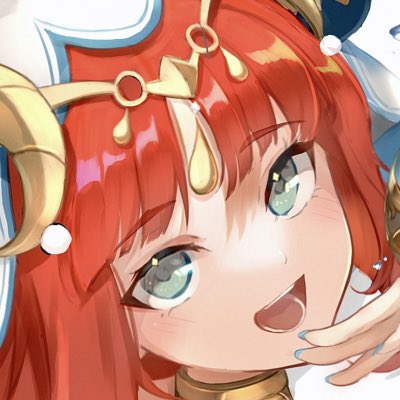 nilou (genshin impact) 1girl solo red hair horns open mouth smile looking at viewer  illustration images