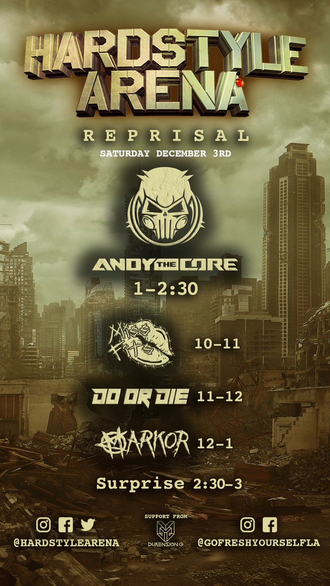 🔥 TIME SLOTS FOR THIS SATURDAY!🔥
➡️$25 tickets available now! ⬅️
🔗: beta.purplepass.com/reprisal

Tomorrow night will be nothing short of memorable, filled with hardcore and a dash of Rawstyle! Join us as we witness the reprisal by Andy the core, Markor, Do or Die and Missfits!