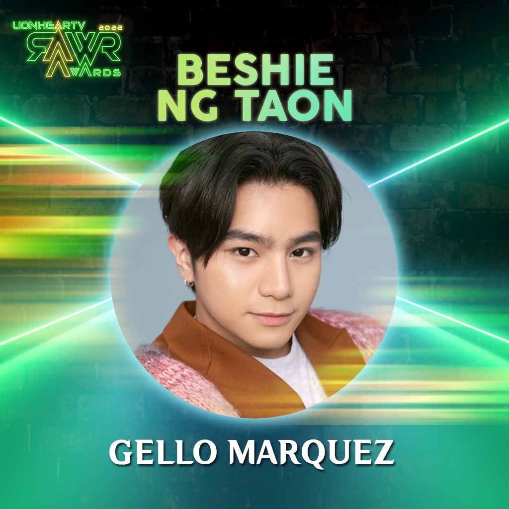 hey guys 🥳

there’s still time left to cast your votes for the BESHIE NG TAON for this year’s LionHearTV awards and our best boy is nominated!

PLEASE VOTE FOR GELLO MARQUEZ AS YOUR BESHIE NG TAON BY CLICKING THE LINK BELOW ❤️‍🔥

🔗 | lionheartv.net/rawr-awards-20…

#GelloMarquez
