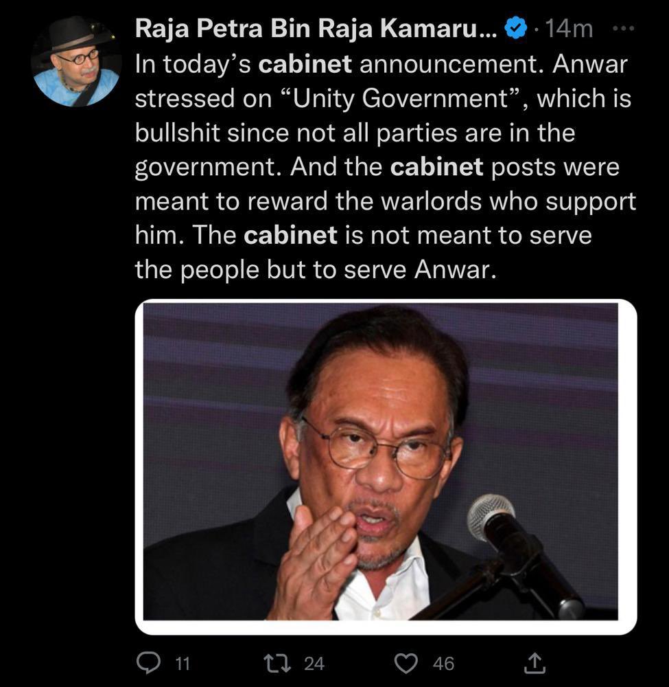 alfianchoiri's tweet photo. Setuju dengan @RajaPetra. Sudah-sudahlah canang ini kerajaan perpaduan. Nah gambar bagi faham sikit. 

Tak faham lagi tak tahu lah. https://t.co/wl3C8eCz2r