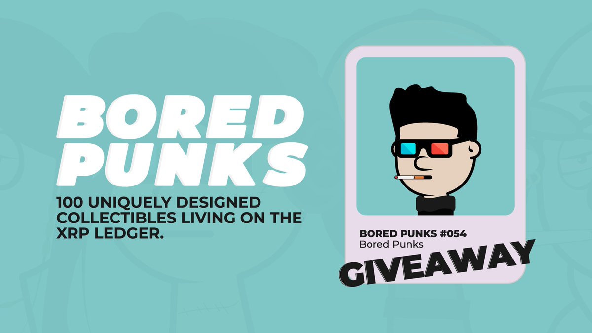 Shawn (@shawnmayj) on Twitter photo 🎁#punk #NFTGiveaway🎁
PRIZE: 1 NFT / 1 lucky winner✨
💎Follow <a href="/theboredpunks/">Bored Punks</a> & Me
💎Like & Retweet
💎Tag Friends
💎Check : nft.onxrp.com/collection/bor…
⏰Ends 7days #TwitterPicker
The Bored Punks is a collection of 100 uniquely designed collectibles living on the #XRPLedger 🎁#punk #NFTGiveaway🎁
PRIZE: 1 NFT / 1 lucky winner✨
💎Follow <a href="/theboredpunks/">Bored Punks</a> & Me
💎Like & Retweet
💎Tag Friends
💎Check : nft.onxrp.com/collection/bor…
⏰Ends 7days #TwitterPicker
The Bored Punks is a collection of 100 uniquely designed collectibles living on the #XRPLedger