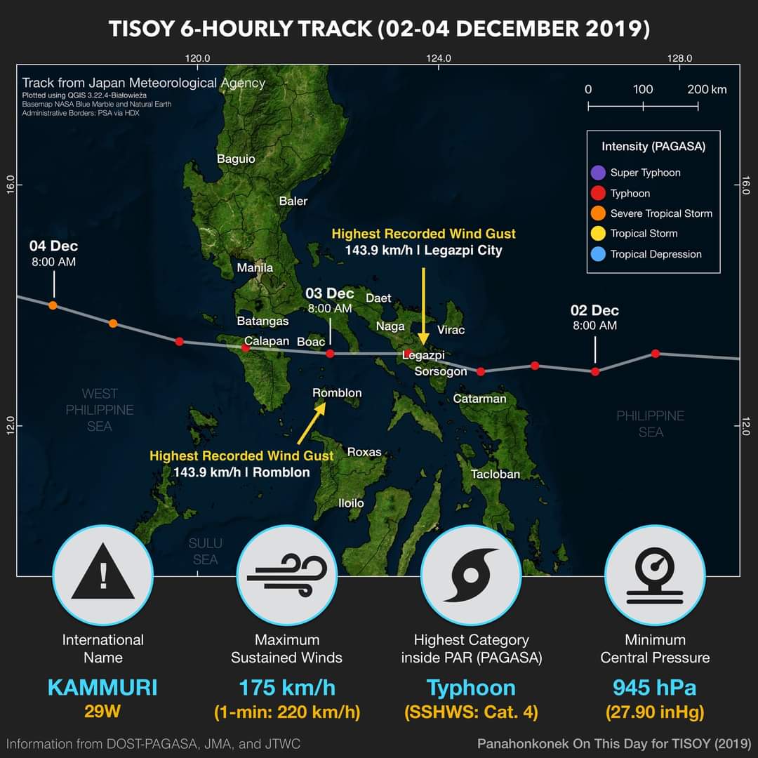 sciencekonek's tweet photo. ON THIS DAY | TYPHOON TISOY CROSSED SOUTHERN LUZON (2019)

Ang bagyong #TisoyPH (#Kammuri) ang pinakamalakas na bagyong tumama sa Pilipinas noong 2019 at direktang naapektuhan ang mga palaro sa SEA Games. Ito ay nag-iwan ng higit sa 4 na nasawi. https://t.co/SV3FA52xOF https://t.co/Ed0u2eW1Ds