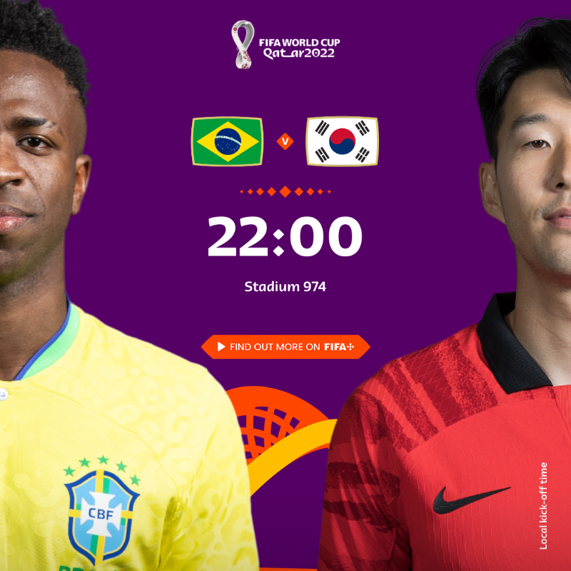 FIFAWorldCup's tweet photo. The final spots in the last 16 🔒

MON 🇧🇷🇰🇷
TUE 🇵🇹🇨🇭

#FIFAWorldCup #Qatar2022