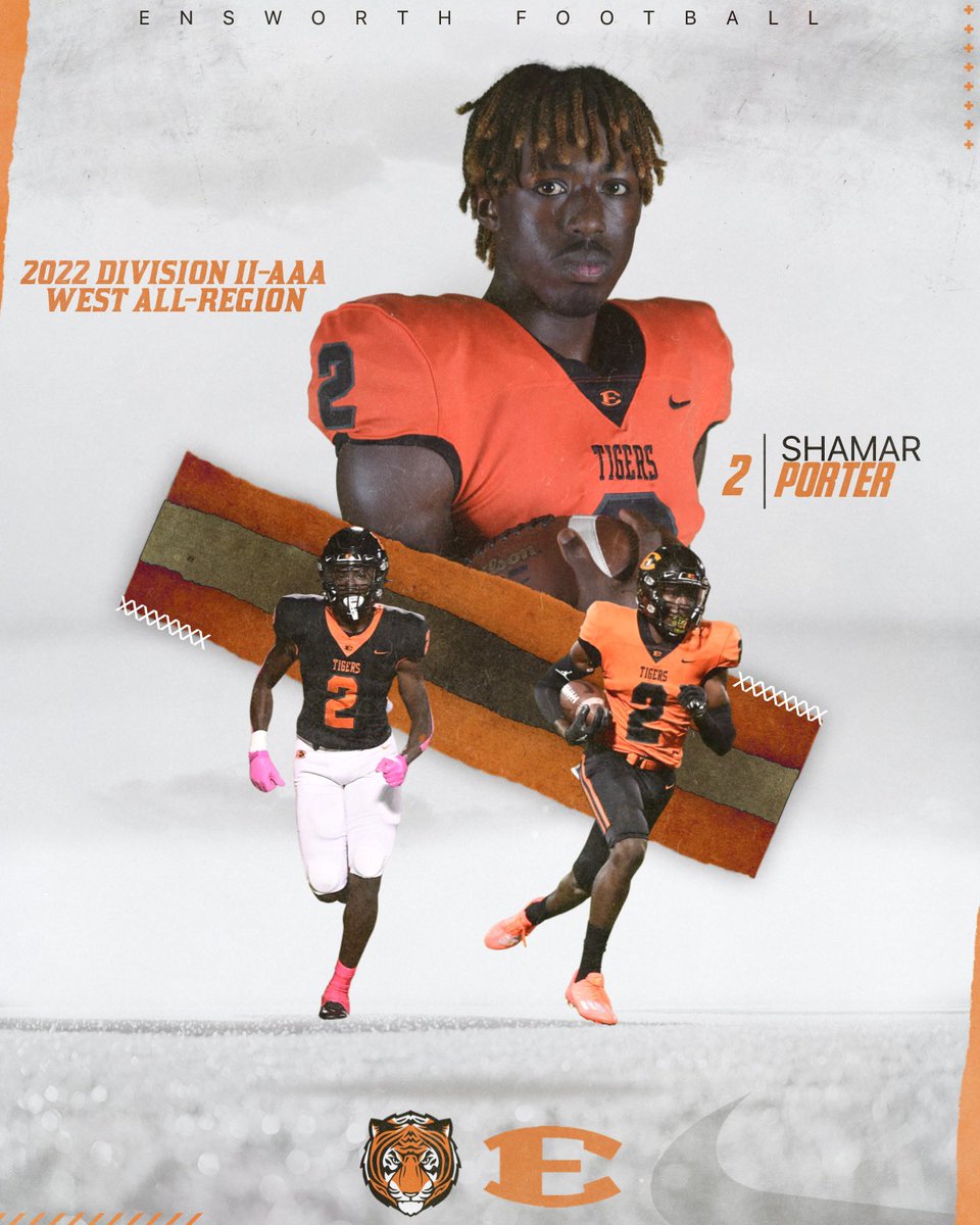 EnsworthFB's tweet photo. Congratulations on your selection to the All-Region Team - Shamar Porter @EnsworthTigers @Ensworth @porter_shamar https://t.co/oEDvCwx8Qr