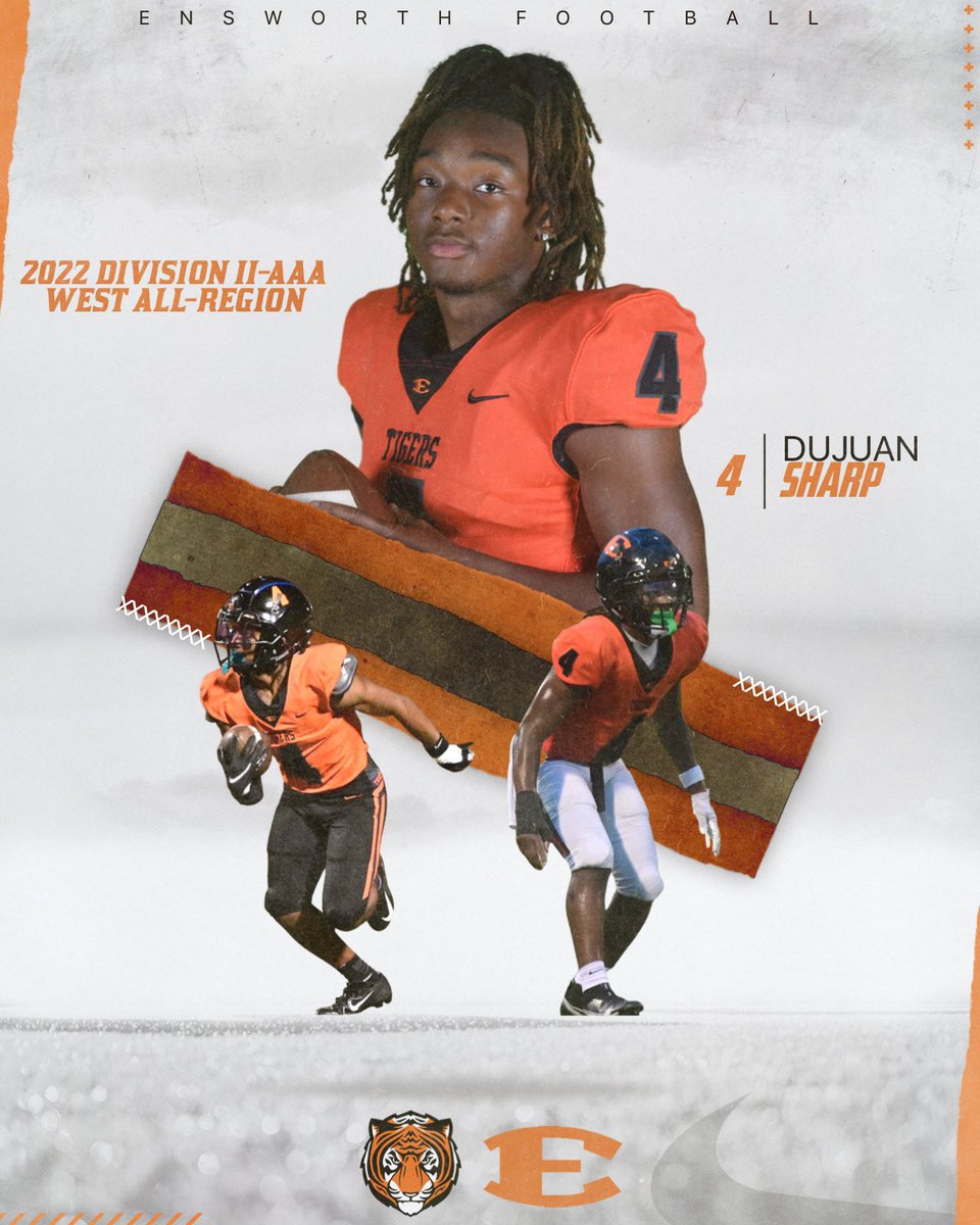 EnsworthFB's tweet photo. Congratulations on your selection to the All-Region Team - DuJuan Sharp!
@Ensworth @EnsworthTigers https://t.co/mvWm3zpTI4