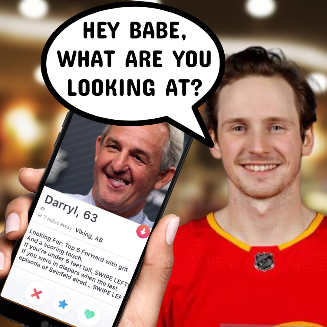 ScorchSupremacy's tweet photo. Someone found Darryl Sutter’s Tinder Account… #AHLWranglers #CalgaryWranglers #Flames #CalgaryFlames #FlamesHockey #FreeScorch #JoinTheHerd #AHLHockey #AHL #MatthewPhillips #FreePhillips @FlamesNation @Barnburnerfn https://t.co/QHccu5s9OY