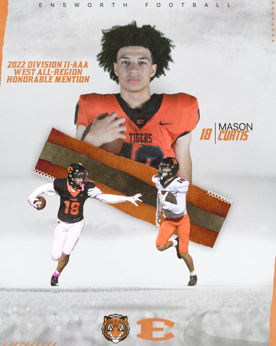 EnsworthFB's tweet photo. Congratulations on your selection to the All-Region Team - Mason Curtis! @Ensworth @EnsworthTigers @MasonCurtis88 https://t.co/2U070kA2H6