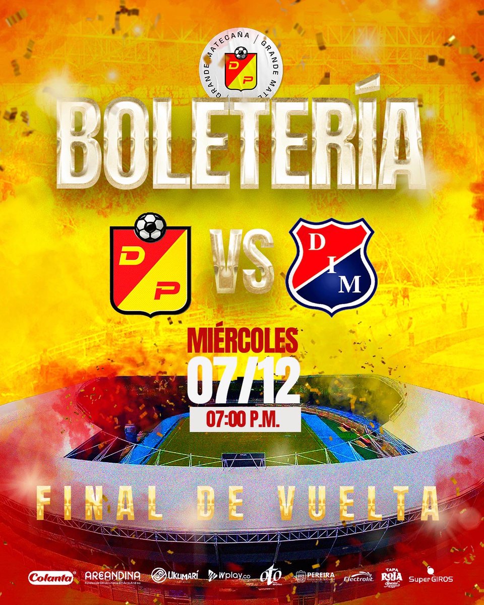DeporPereiraFC's tweet photo. 🧵•Boletería 🏆• Finalistas, aquí todo lo que debes saber para acompañarnos en el partido de vuelta de la Gran Final🤩❤️💛 ¡TODOS, ABSOLUTAMENTE TODOS, AL HERNÁN! https://t.co/wKHPQWyiei