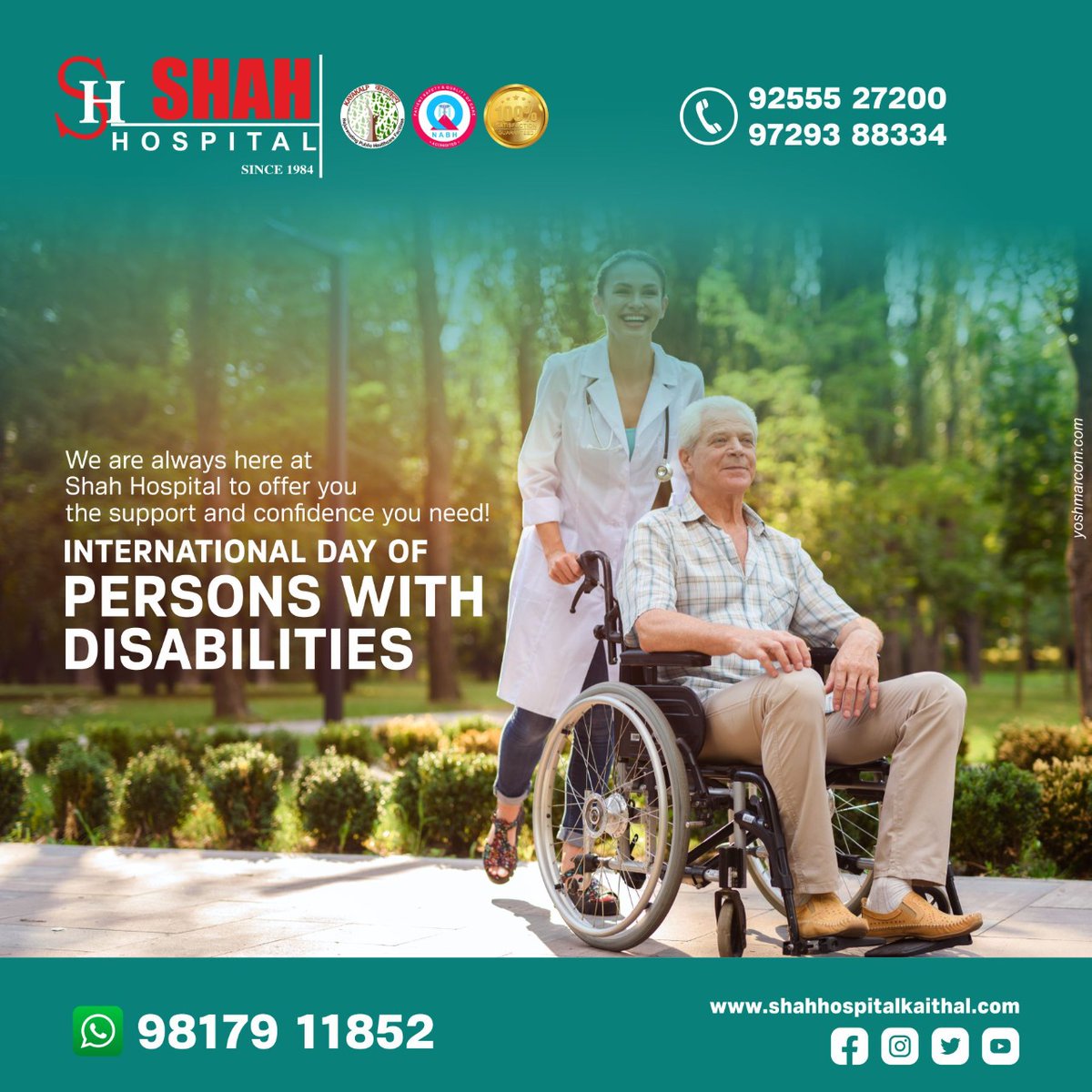 HospitalShah's tweet photo. At Shah Hospital, we are always available to help you in times of need or distress. To the best of our abilities, we help you get strong and regain your confidence. On this International Day of Persons with Disabilities, we salute your bravery!

#shahhospital #hospital #kaithal https://t.co/jB9AaIvkoc