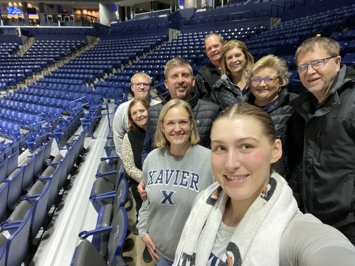prenger_d's tweet photo. Always appreciative of the support of friends and family Courtney receives.  Tough game vs Seton Hall for the Lady Musketeers, on to Georgetown - Let’s Go X! https://t.co/tBQYAR4tv5