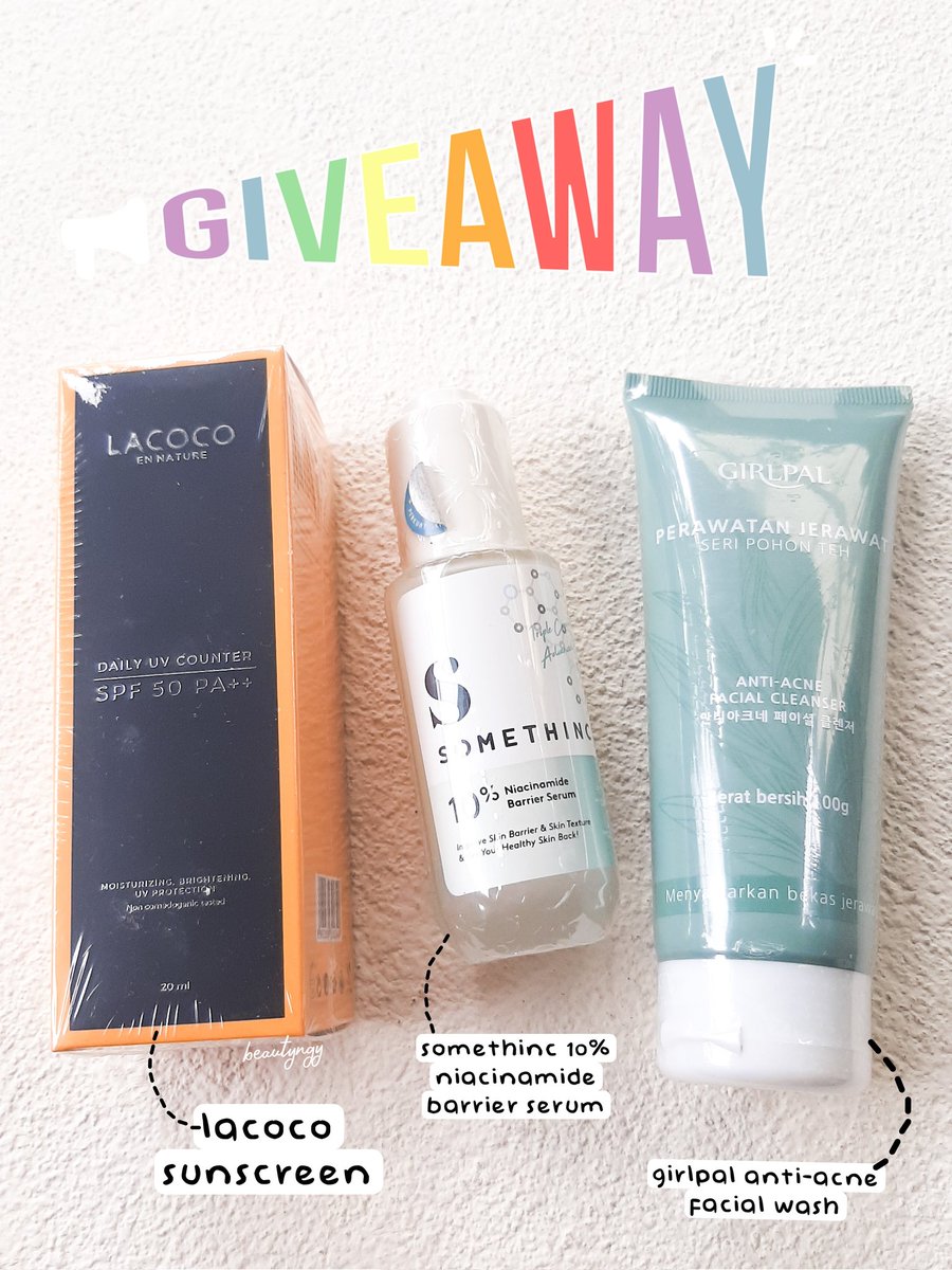 dairypinkid's tweet photo. Ada yang mau adopsi ke-3skincare ini?
Lacoco, somethinc, girlpal
*⁠.⁠✧ GIVEAWAY SKINCARE *⁠.⁠✧
For 1 winner

Rulesnya cuman follow @beautyngy
RT + 💖 tweet ini
rep mau

Close 11 desember
💖GOODLUCK
#GiveawayAlert #giveawayindo #zonauang #zonajajan #zonabu  #giveawayskincare https://t.co/1SMVWsl93U