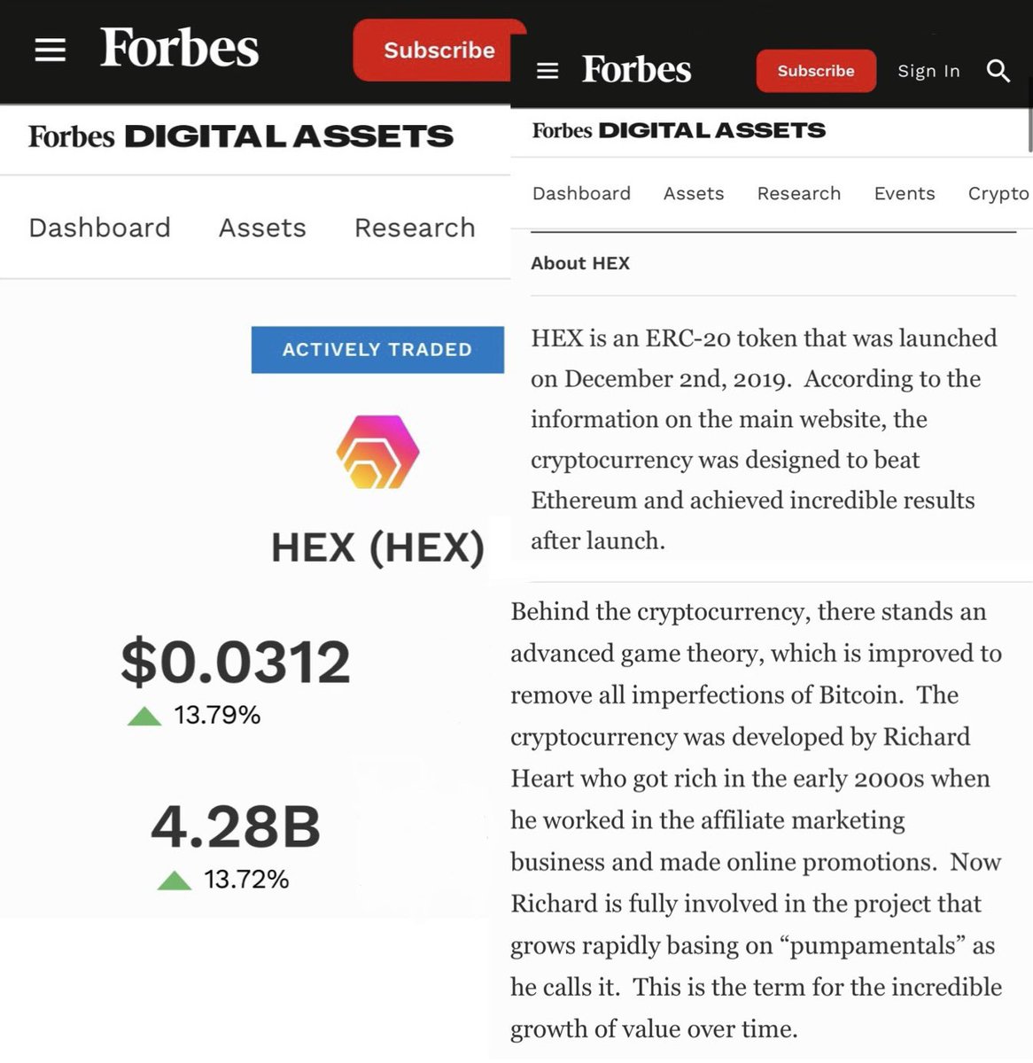 AwakenDanielson's tweet photo. #Forbes has listed $hex 🤔 What's going on?
Any thoughts #hexicans and people in #crypto space? https://t.co/kIcZUsSNCz
