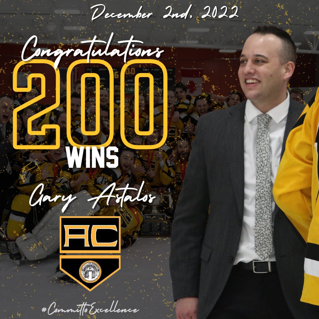 AdrianMD1Hockey's tweet photo. With the win tonight, Head Coach Gary Astalos wins his 200th game behind the bench for the Dawgs in his 220th game coaches. Congratulations Coach and thank you for all you do and have done for our program!  #CommittoExcellence #DawgsFam https://t.co/hi6L8Lz9Yw