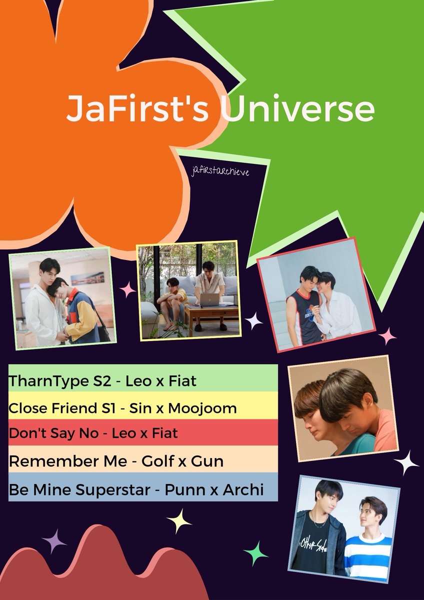 jafirstarchieve's tweet photo. #JaFirst filmography as couple 💗

(inspired from spotify wrapped)

#TharnTypeTheSeriesSS2
#DSNTheSeries #CloseFriendxJaFirst
 #BeMineSuperStar
#Remembermetheseries 
#JaPhachara #FirstChalongrat 
#จาเฟริสท์ https://t.co/RduiiCRg9V