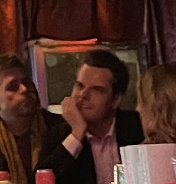 this dude came into our bar in nashville tonight and made literally everyone there feel uncomfortable. then the guy to his left scared him off and then we all cheered 🥳 #MattGaetz #eww