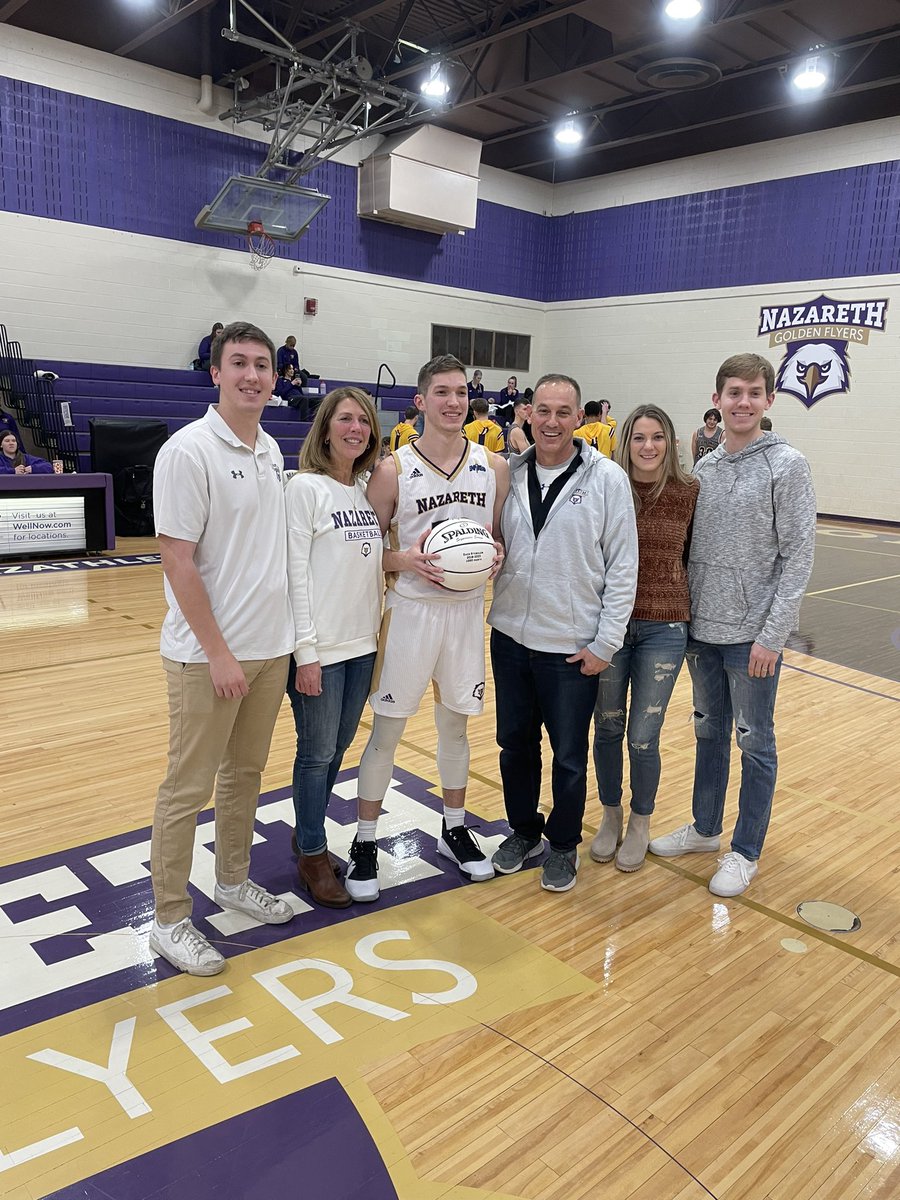 Congrats to Zach Stenglein on reaching the 1000 point milestone at the end of last season! We honored him tonight before the game! 

#NazBasketball #FlyWithUs #CongratsZach