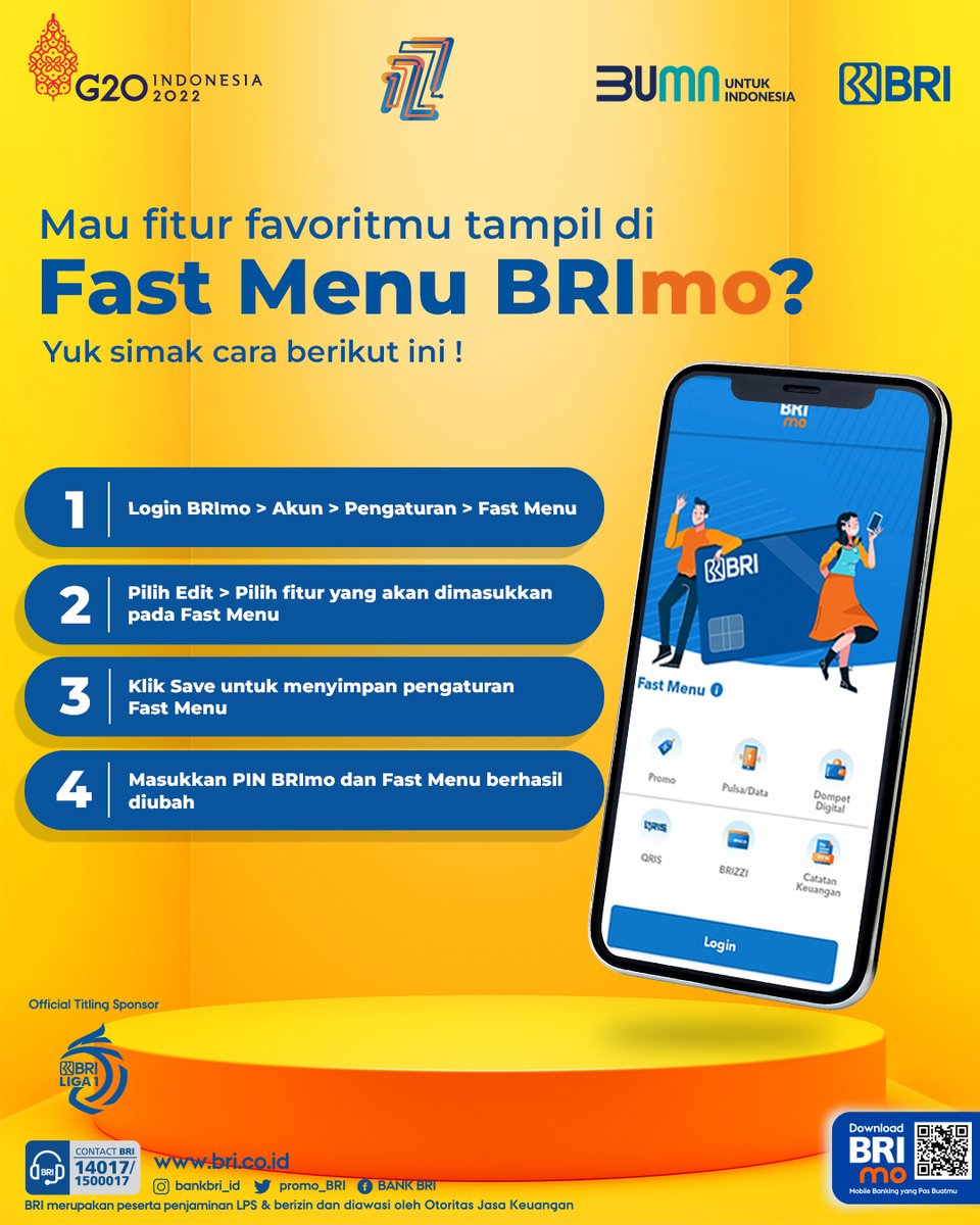 kontakBRI's tweet photo. Sobat BRI. Atur fitur favorit dan nikmati kemudahan transaksi melalui BRImo dengan gunakan Fast Menu untuk transaksi yang sering dilakukan. Yuk, simak cara mudah edit Fast Menu berikut ini. Selamat mencoba ya. 

#BRIEdukasi https://t.co/5wZRjmTNSQ