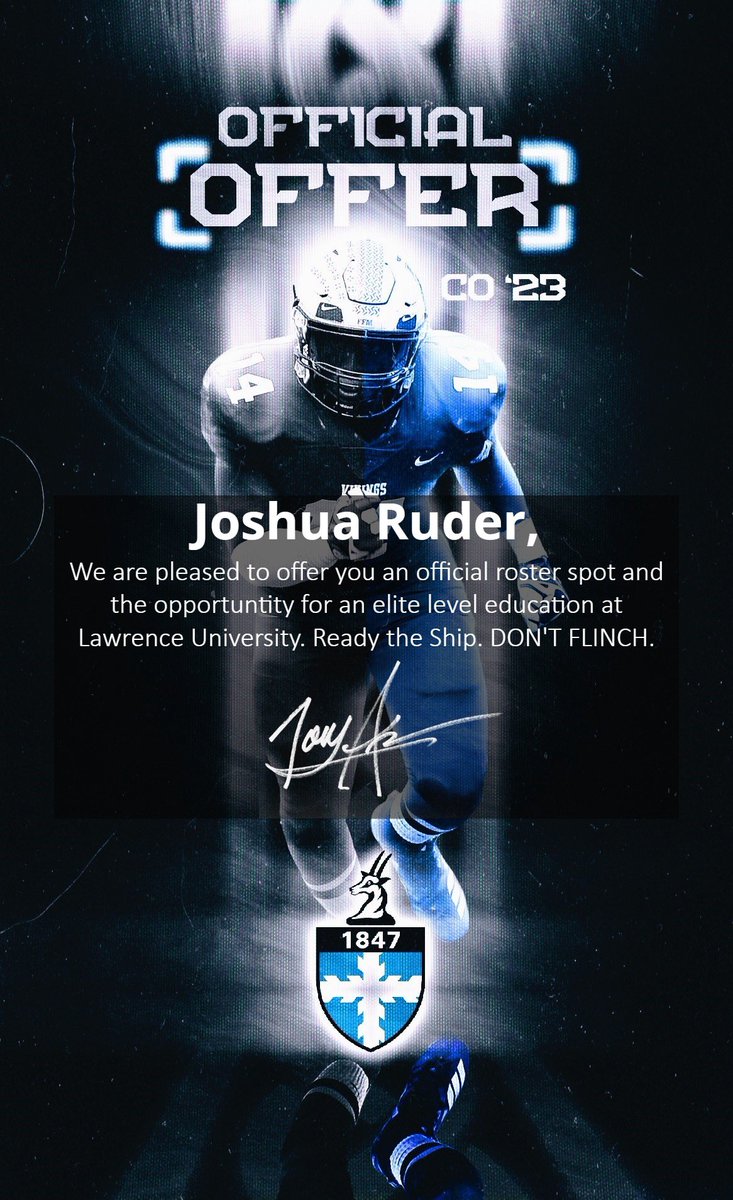 After a great talk with <a href="/CoachPaider/">Andy Paider</a> I am blessed to receive an offer from <a href="/LUVikingsFB/">Lawrence University Football</a>!!!

<a href="/og_triple_og/">Willie Oglesby (Recruiting Kingpin)</a> <a href="/CoachBrad_Smith/">Brad Smith</a> @CoachReed_LHS <a href="/Ed_Russ167/">Ed Russ</a> @CoachDMullins <a href="/coachryanangel/">Coach Ryan Angel</a> <a href="/LHSFBRecruits/">Loganville Football Recruits</a>