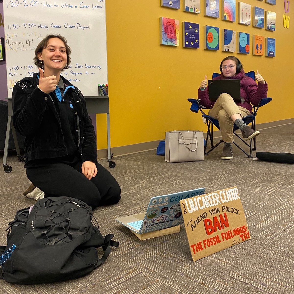 Help us tell @UW Career & Internship Center to stop promoting the toxic fossil fuel industry at career fairs. Join us! actionnetwork.org/petitions/foss… Follow updates about our sit in on instagram @ ica_uwchapter, TikTok @ inclimateaction & @InClimateAction