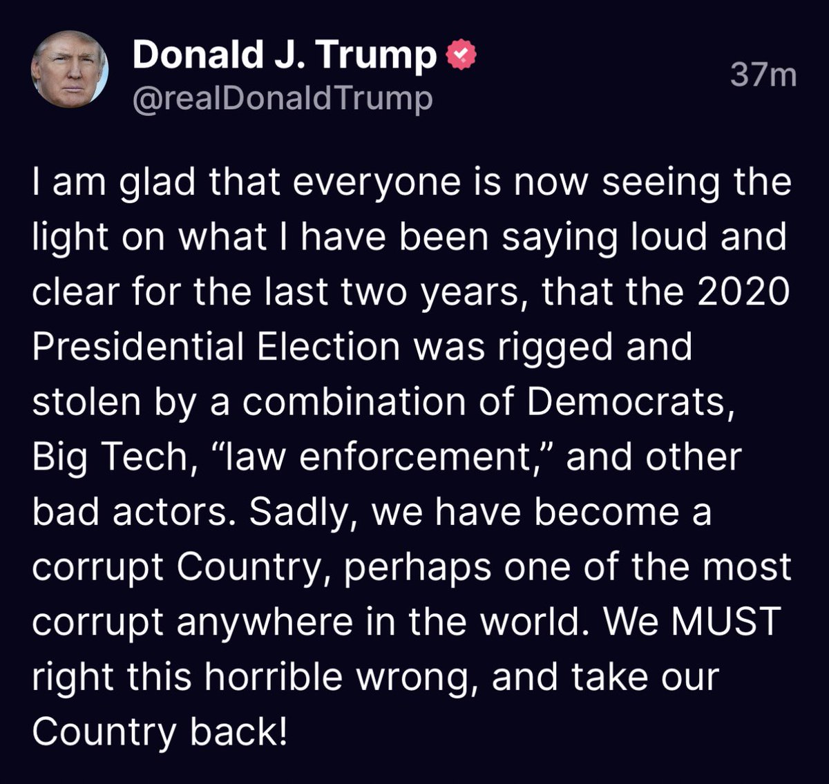 KamVTV's tweet image. Statement from President Trump