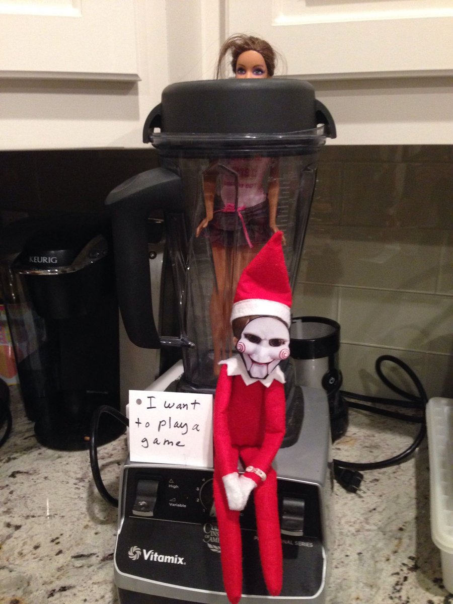 Yo @2Horrors remember this? One of my greatest creations. #elfontheshelf #ElfOnAShelf #horror #HorrorMovies #horrormovie #jigsaw