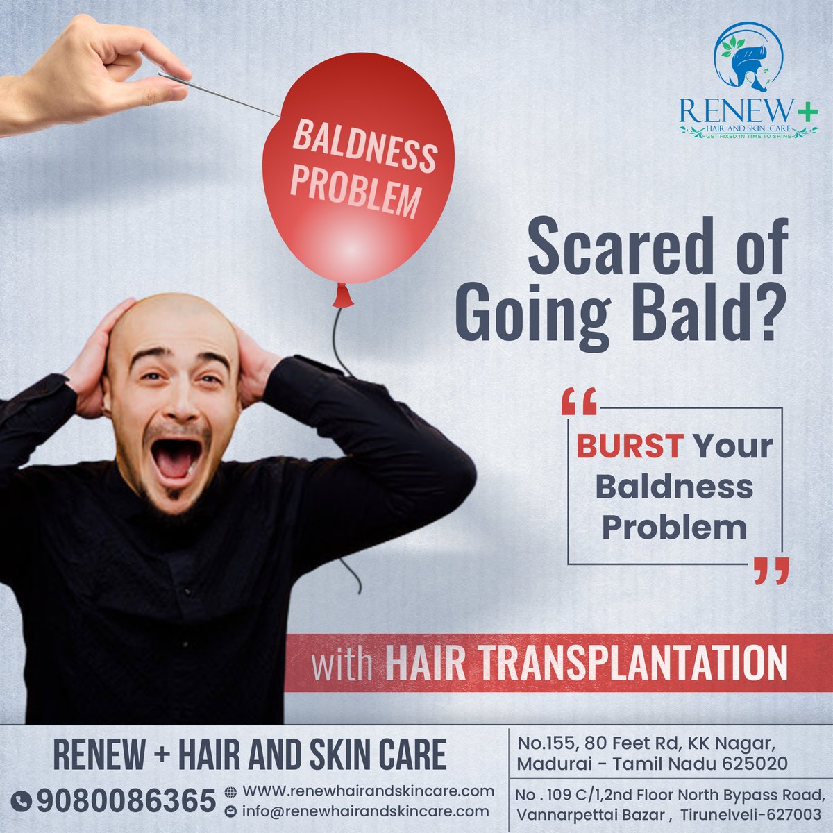 Renewplus_HS's tweet photo. Don't Stress Yourself! Get Back Your Natural Hair!
Everything is Possible with @Renewplus_HS
WhatsApp: https://t.co/jrSex806cJ
Our Website: https://t.co/iitPjILwqr
#renewplus #hairgrowth #hairtransplantation #haircare #hairtreatment #renewhaircare #hairlosstreatment #Madurai https://t.co/t0IDGeqJNF