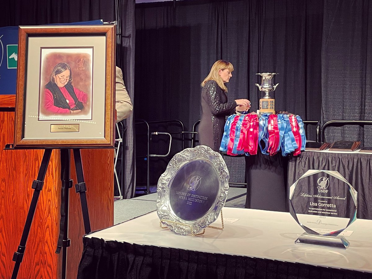 USDF's tweet photo. The Salute Gala & Annual Awards Banquet is back! Today, we held this event for the first time in-person in two years at the Adequan®/USDF Annual Convention.
#TakeTheReins #USDFConv https://t.co/WepY90uDrP