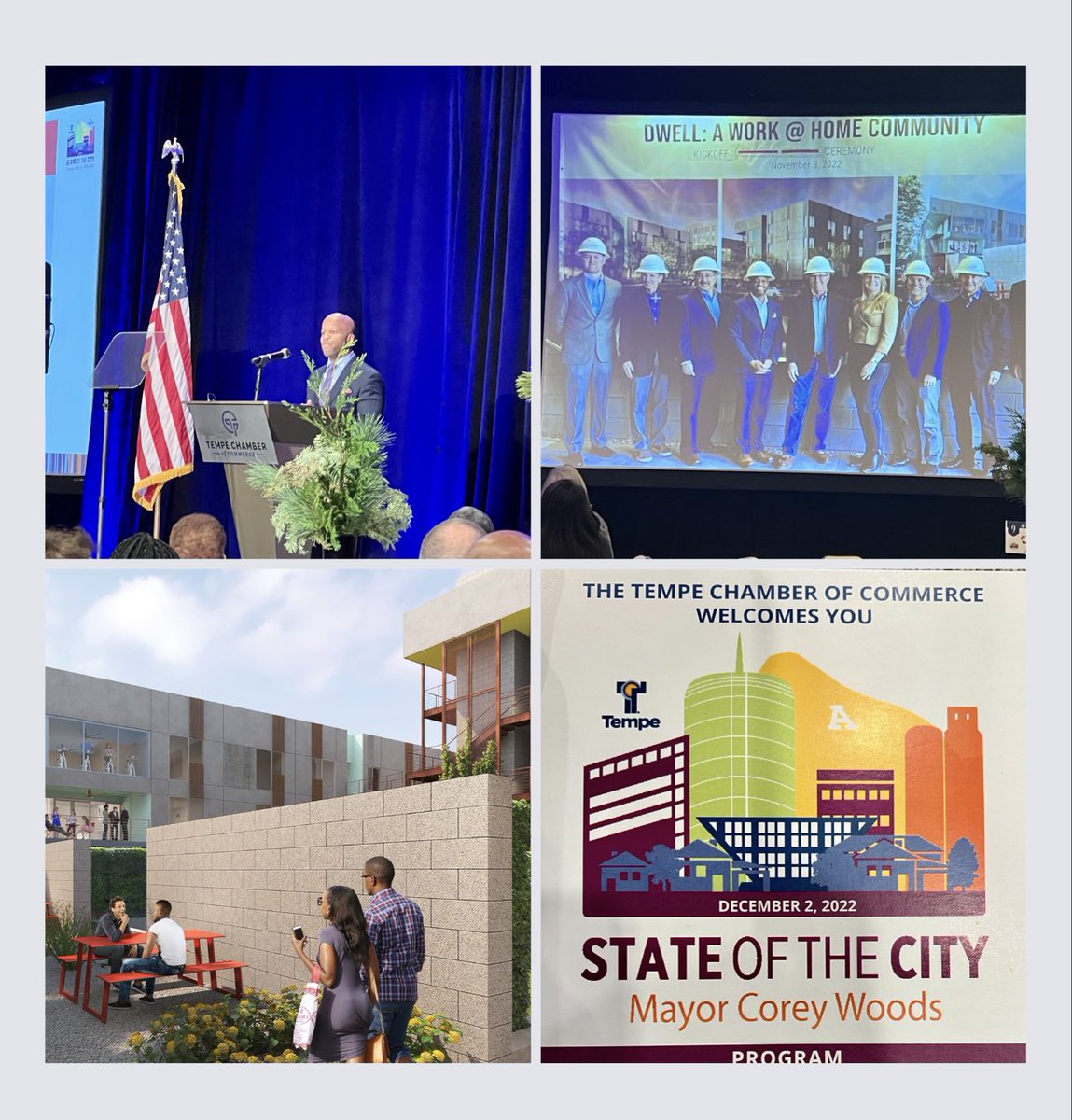 StevenBetts's tweet image. Thank you Mayor Corey Woods for the amazing shout out to my “attainable housing by design” concept/project Dwell: A Work @ Home Community in your Tempe State of the City speech this morning! Couldn’t have done it without your leadership.