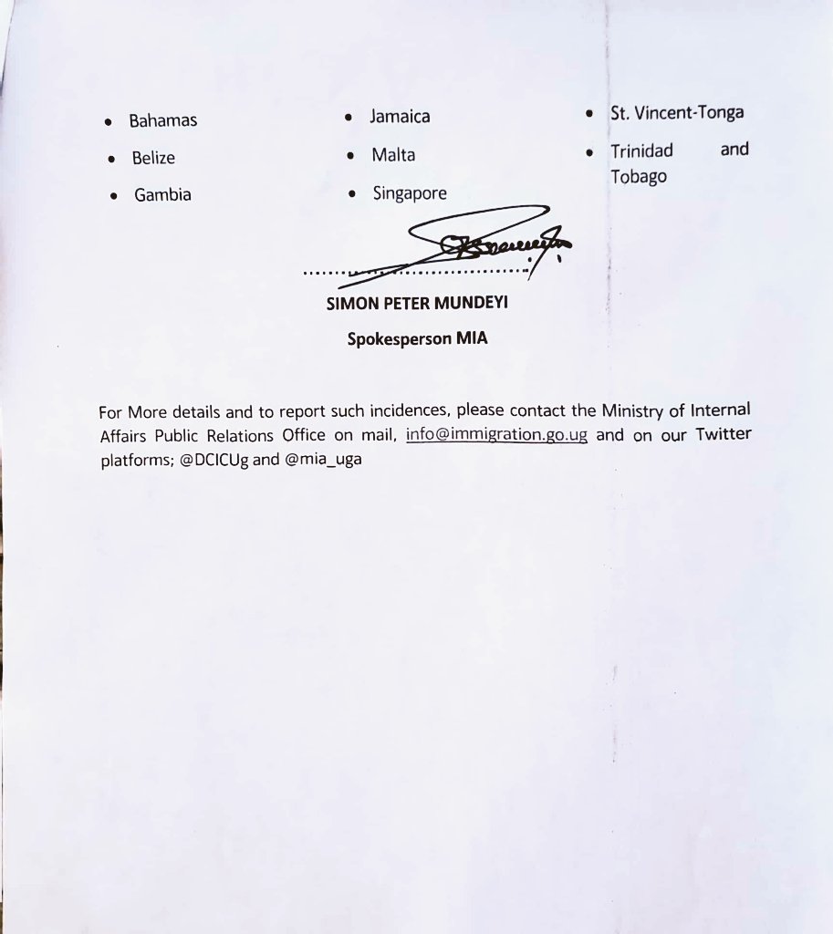 PUBLIC STATEMENT ON VISA EXEMPTION FOR CONVENTION TRAVEL DOCUMENT(CTD)HOLDERS FROM VISA EXEMPT COUNTRIES/NATIONALITIES