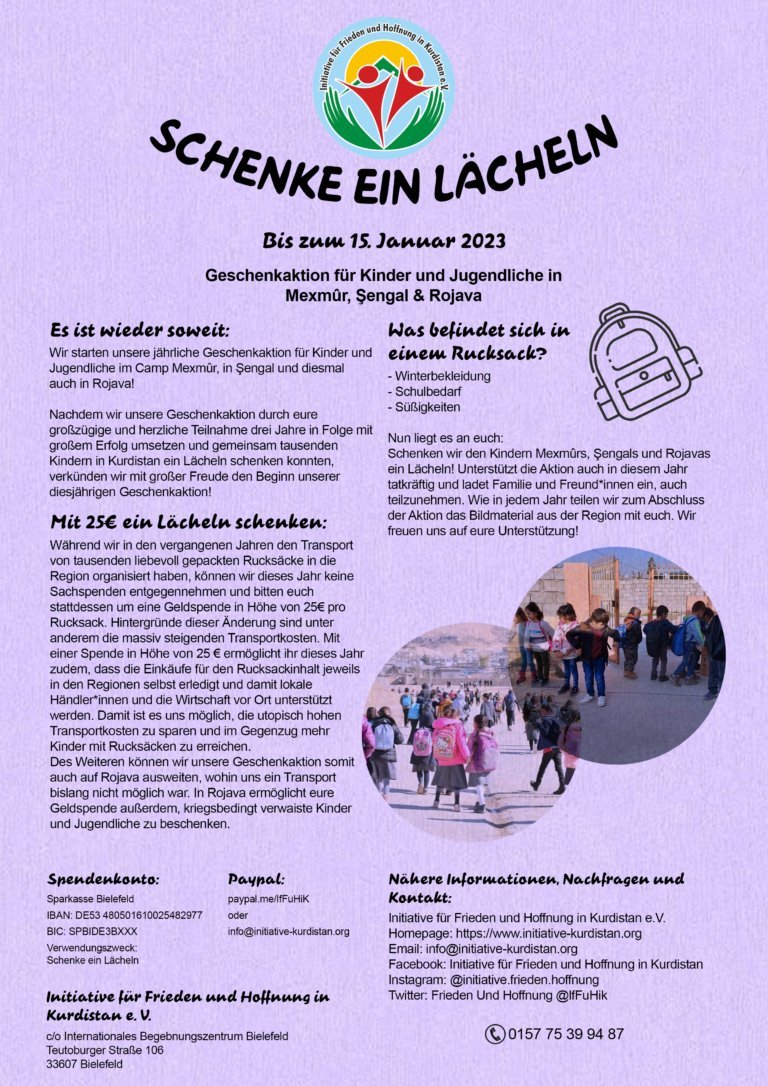 IfFuHiK's tweet photo. Jetzt erst Recht: 
Die anhaltend schweren Bombardierungen der ErdoganTürkei hat zivile Infrastruktur Rojavas zerstört und versetzt Kinder in Angst und Schrecken. 
Mit unserer Kampagne können Sie ihnen in dieser schweren Zeit eine kleine Freude bereiten:
https://t.co/cS1rMqQYi1 https://t.co/TUAA6Nffx9