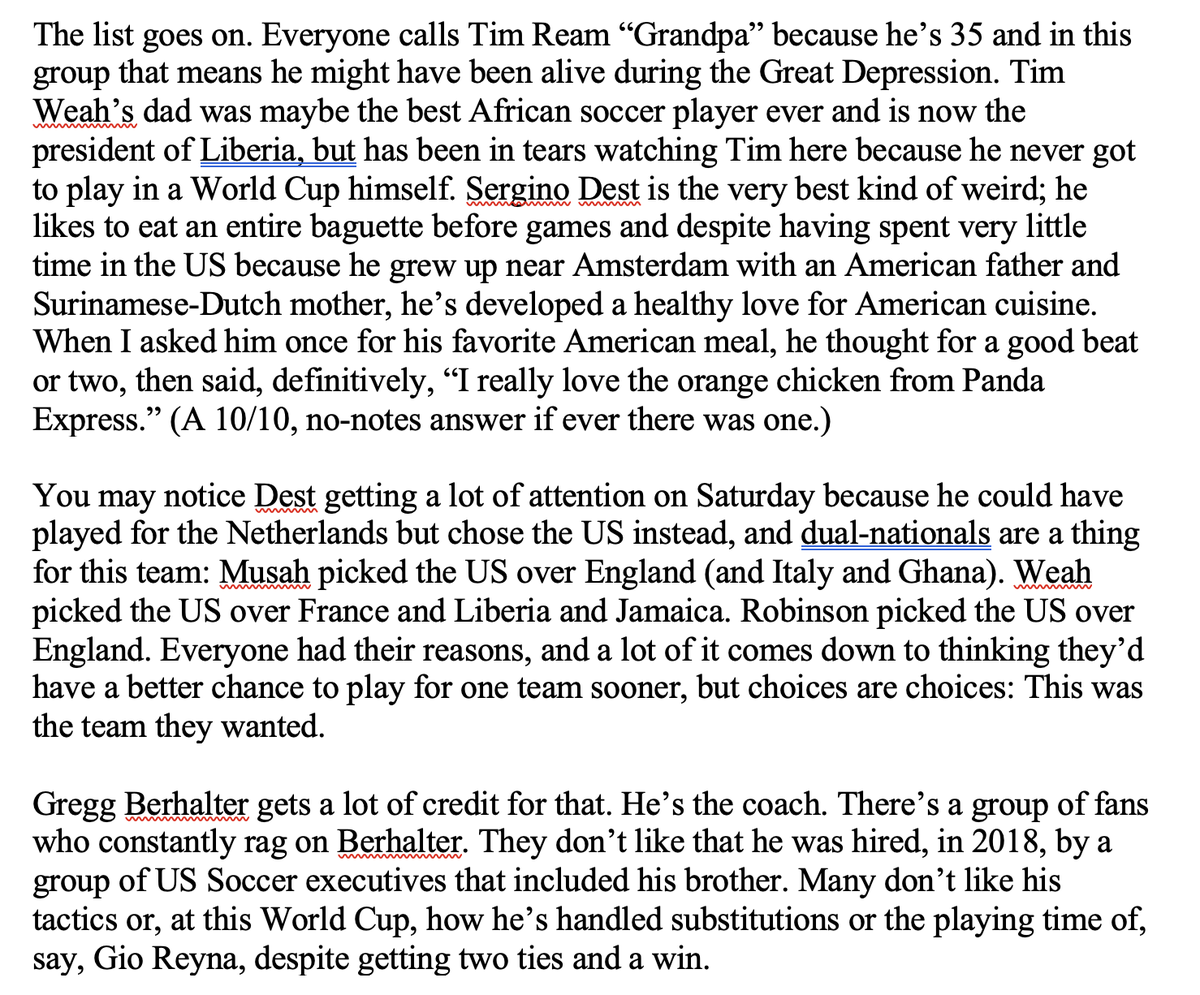 SamBorden's tweet photo. Have you received emails from non-soccer fans who are suddenly "really into the World Cup?" Have you gotten a text casually asking "what's the deal" with this #USMNT? 

I have. If you have too, feel free to share this letter I composed ahead of today's game w the Netherlands. https://t.co/4XEkuyoLph