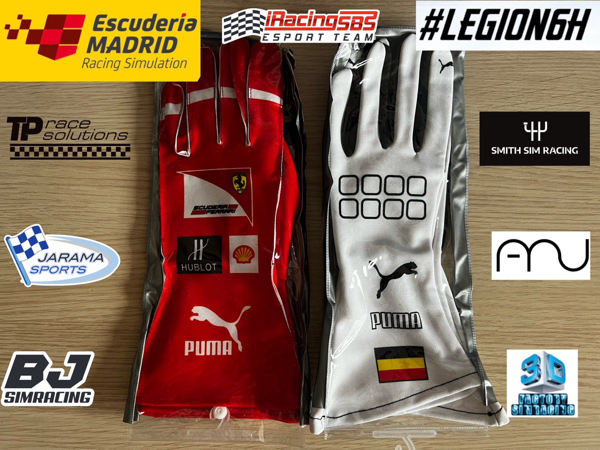 Agradecemos nuestra participación en #LEGION6H con el #SORTEO de uno de estos guantes. 

Para participar:
- Follow <a href="/MundoGT/">MundoGT</a> y <a href="/iracingsbsports/">iRacingSBS Esport Team</a> ✅
- RT + ♥️ ✅ 
 
Si además pasáis mañana a saludar por <a href="/EscuderiaMadrid/">Escudería Madrid</a> o twitch.tv/iracingsbsespo… participaréis en un segundo sorteo.