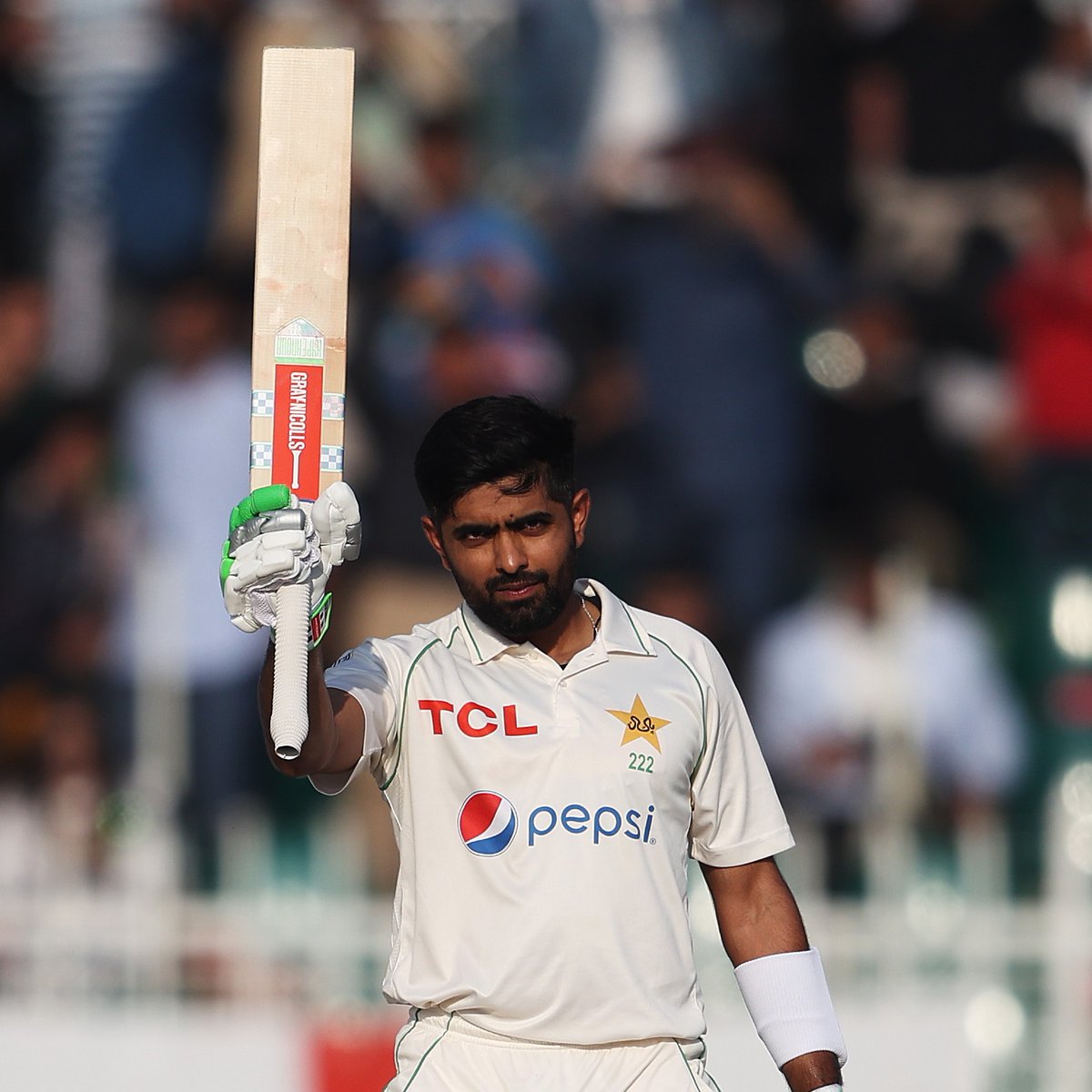 cricinfo's tweet photo. Babar Azam in Tests this year:

🔟 innings
3️⃣ centuries
4️⃣ fifties 

Pure class 👑 https://t.co/I3OF9DaM5S