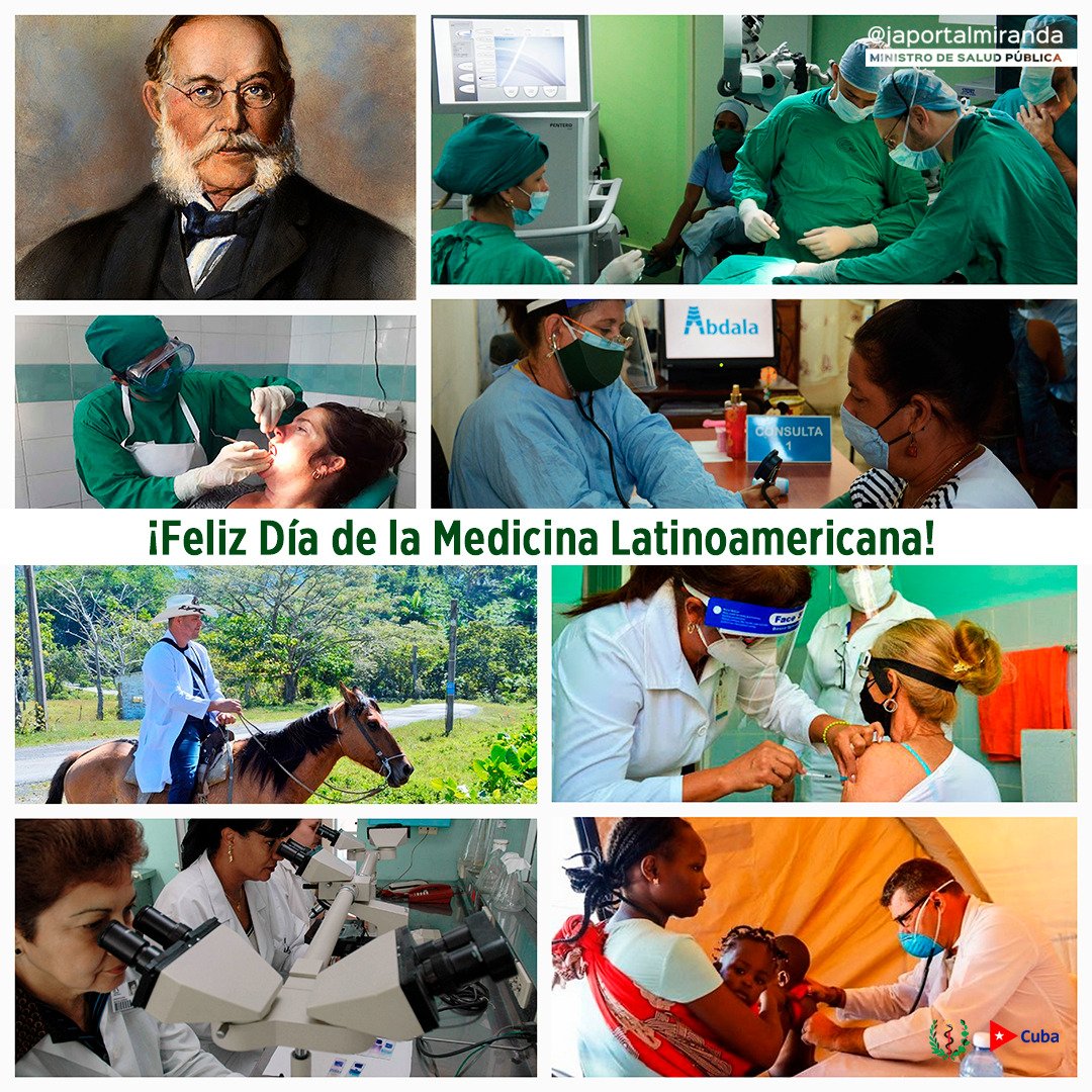 Muchas felicidades a los trabajadores de la #salud de #Cuba en el #DíadelaMedicinaLatinoamericana. 
Reciban hoy la gratitud y el reconocimiento de todos los cubanos. Contamos con ustedes para vencer los grandes retos que tenemos por delante. 
#CubaPorLaVida 🇨🇺