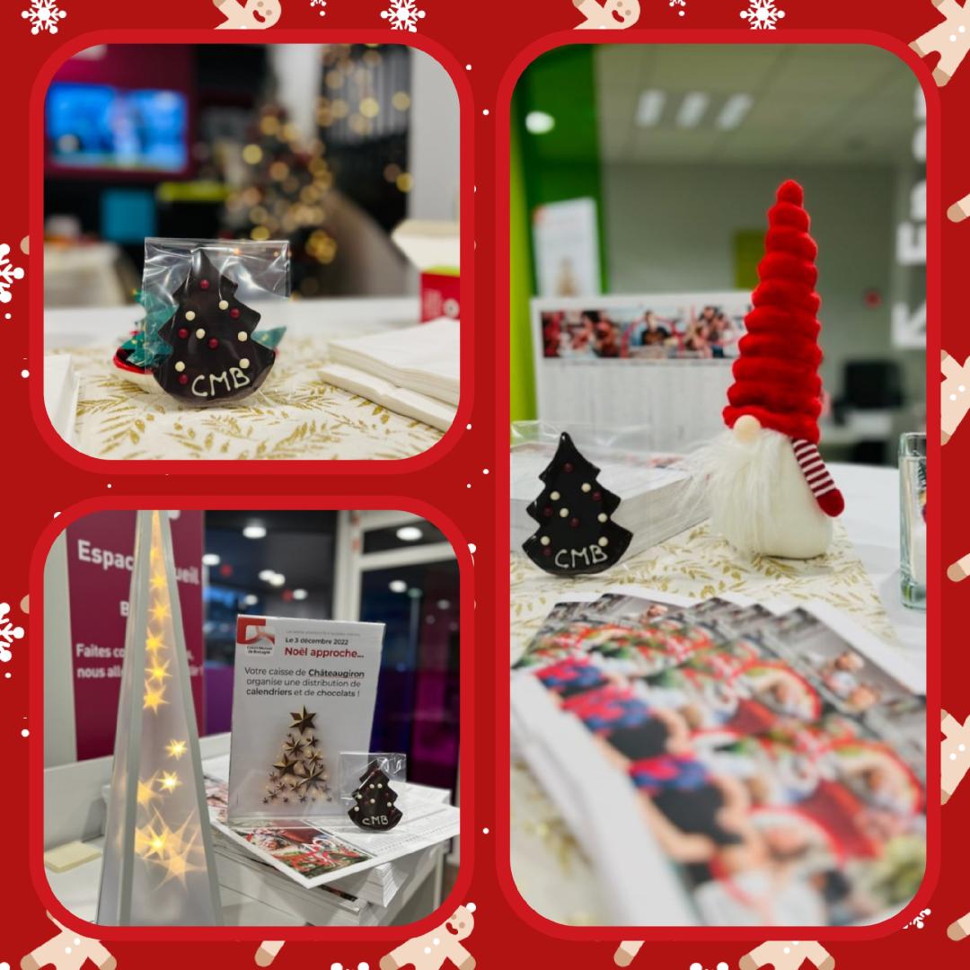 La caisse de Chateaugiron organise une distribution de calendriers et de chocolats ce samedi 3 décembre. On vous attend :) 
Merci à la Fée Cabosse à Rennes pour les chocolats personnalisés 
<a href="/CMBretagne/">CMBretagne</a> <a href="/CMB_UT_Cesson/">CMB UT Cesson</a> <a href="/cmarkea/">Crédit Mutuel Arkéa</a> <a href="/WeAreArkea/">WAA|Actus</a> <a href="/JohanneCOM3/">Joh🅰️nne COM</a> <a href="/GanaiKarim/">G🅰️n🅰️i K🅰️rim</a> <a href="/CMB_DD35/">Crédit_Mutuel_DD35</a>