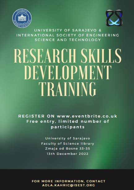 ISEstOrg's tweet photo. 📢 REGISTRATION IS NOW OPEN!!!

💡 Research Skills Development Training!

📌 Sarajevo, Bosnia and Herzegovina
Faculty of Science, University of Sarajevo
📆 13th December 2022

The registration is 🔝free! 

Register here 👇
https://t.co/boPzAS9AiQ https://t.co/xOddxXm4Ka