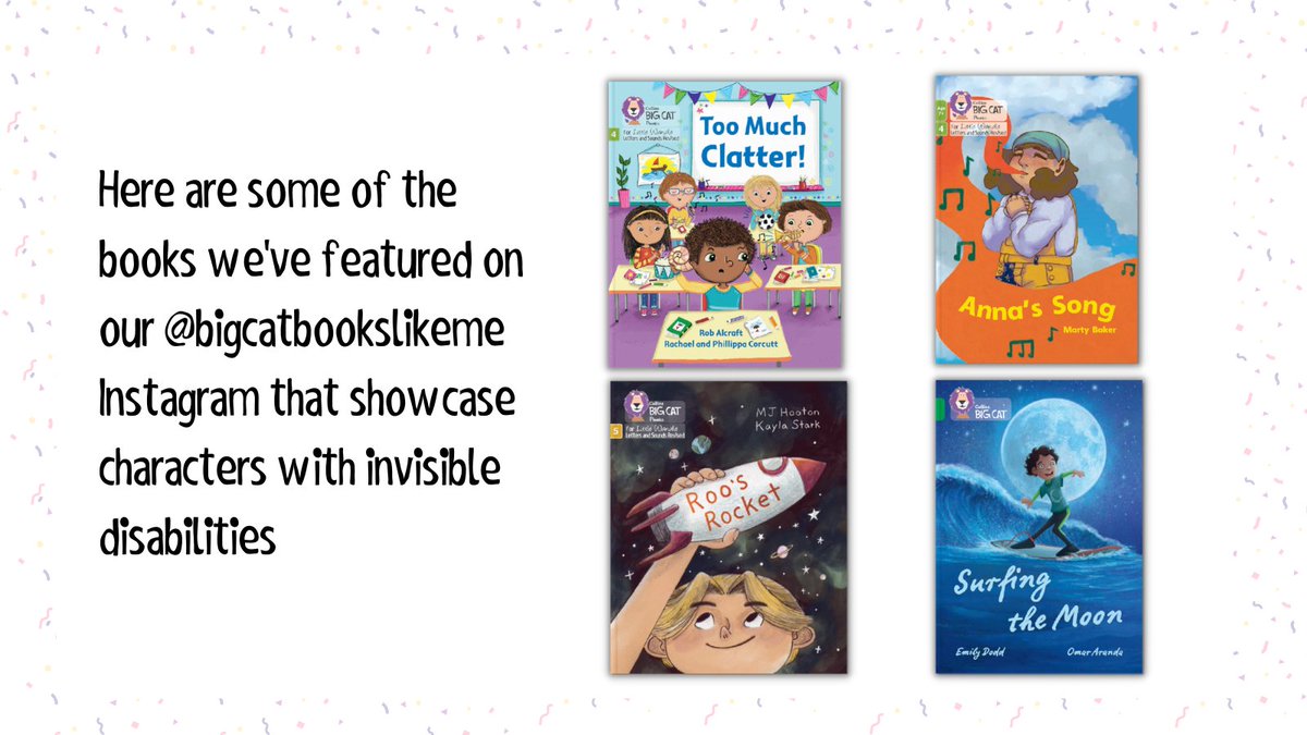 Today is International Day of Persons with Disabilities, in light of this year's theme ‘Not All Disabilities are Visible’ we are showcasing some of our Big Cat and @LettersSounds books featuring neurodiverse characters. 

Explore on Instagram: https://t.co/yI8l5tiGFq

#IDPD https://t.co/GWXwkTLg9E
