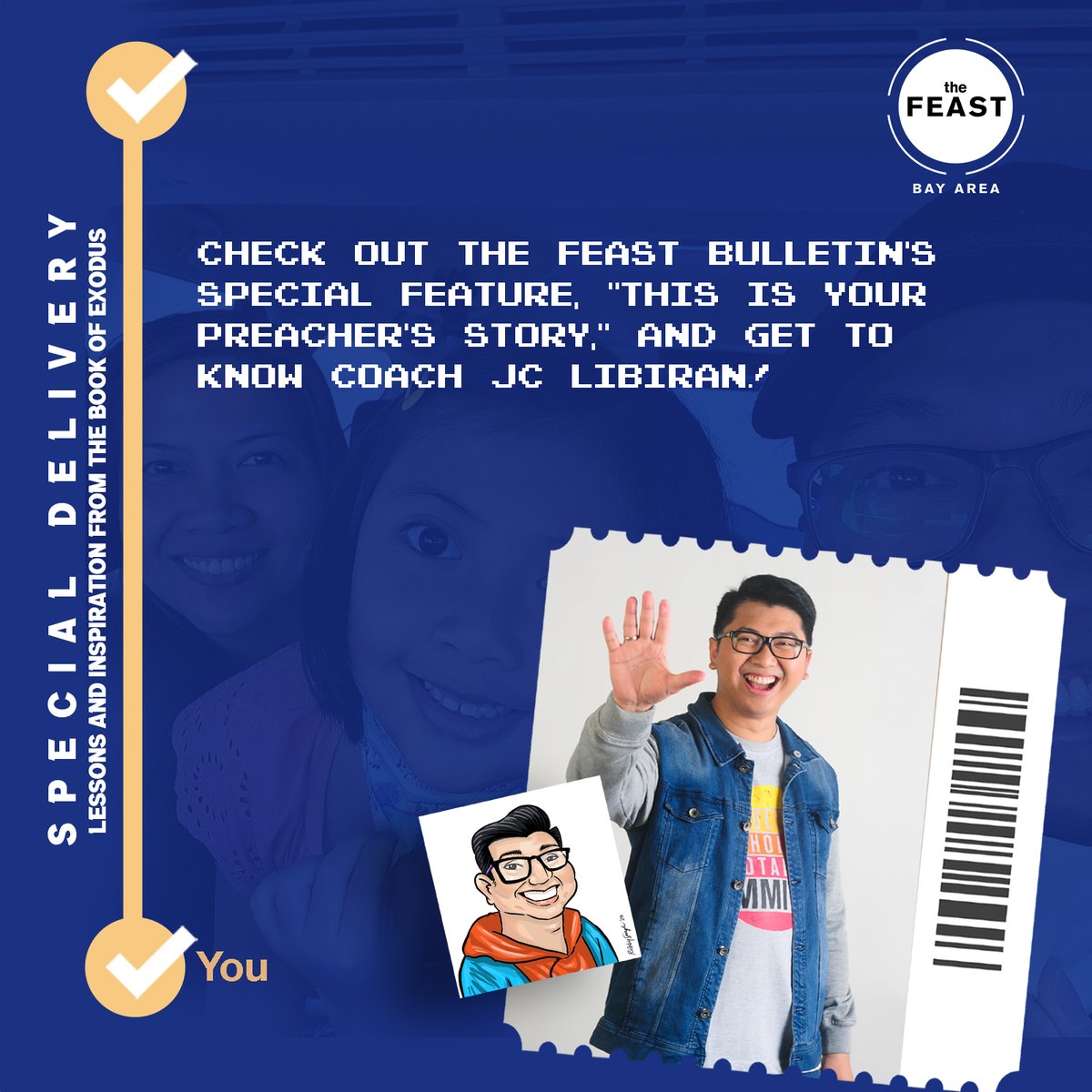 FeastPICCAM's tweet photo. READ: He bears Christ's initials, "JC." Find out more about Coach JC Libiran, one of our leaders/preachers here at The Feast Bay Area (FBA), and how he stays true to his name through The Feast Bulletin's latest issue: https://t.co/mUA8xAfAKf
#OneFBA
#YouAreLoved https://t.co/ZNzOxeA0Pg