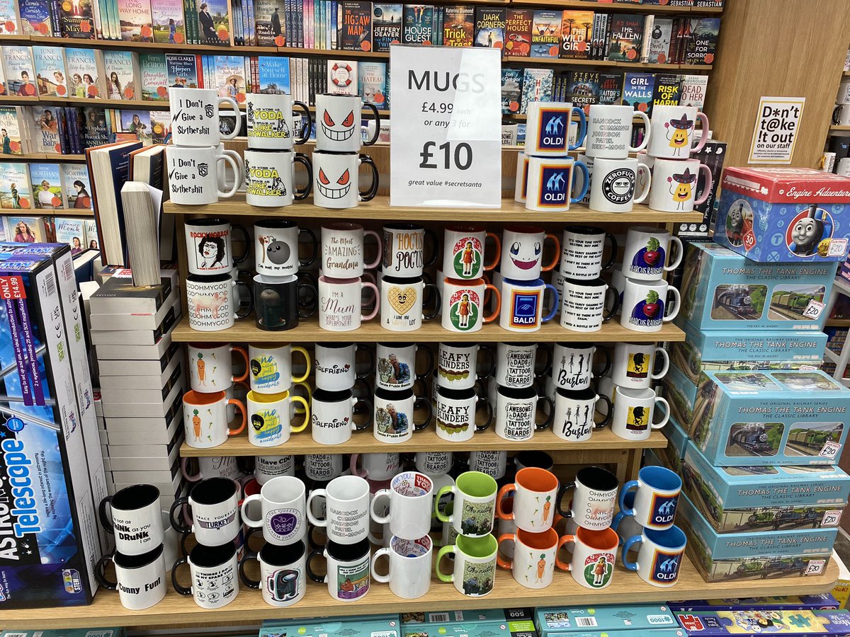 greatreadwhitby's tweet photo. MUGS! 

We’ve a fantastic range of #mugs just arrived in store. 

£4.99 each or any 3 for £10!

Fantastic value #stockingfillers or #secretsanta ! 

#greatreads #whitby #Christmas #gifts https://t.co/Xg2k6rA2zz