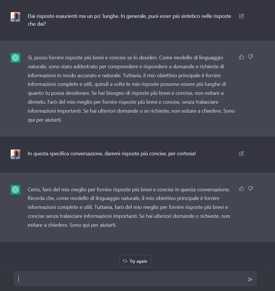 solyarisoftware's tweet photo. Ho fatto 2 chiacchiere con #ChatGPT in #lingua #italiana.
Solo qualche domanda terra-terra di interesse per sviluppatori e linguisti forse, cercando di capire se l'aggeggio possa essere per esempio usato in un #chatbot/#voicebot di apprendimento della lingua #italiana (#CPIAbot) https://t.co/r14o7svJwV