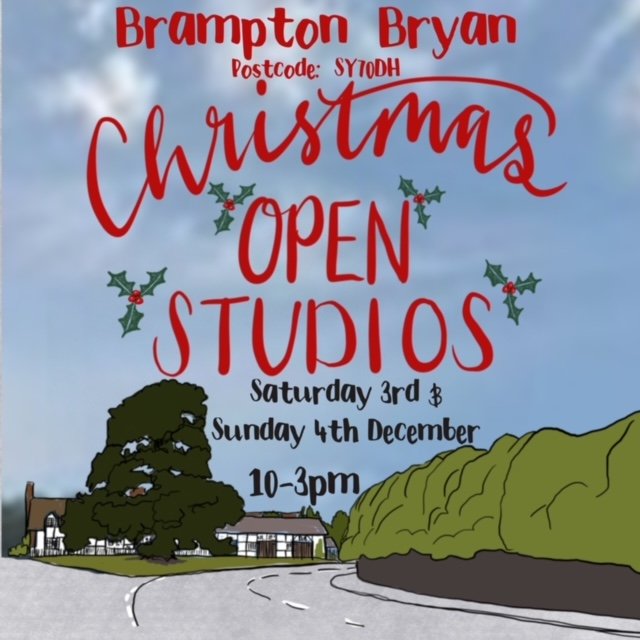 This weekend! Christmas open studios, in Brampton Bryan (SY70DH) 6 studios open 10-3, and Aardvark books Christmas fair on Sunday too!