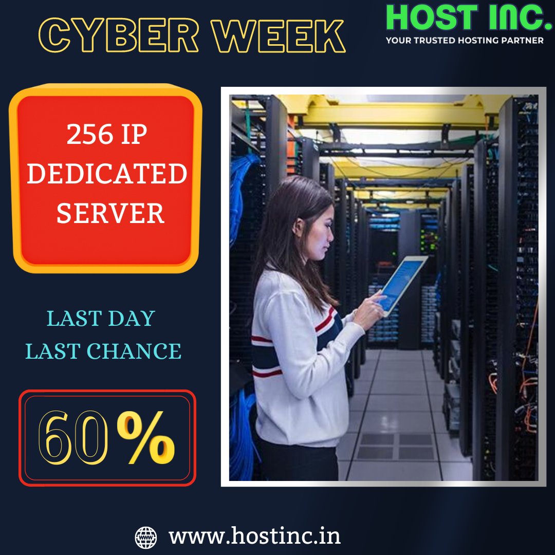 im_Hostinc's tweet photo. Buy our most selling 256 ip dedicated server on Cyber Week deals with 60% off .Last day last chance to buy best dedicated server .Hurry up.
more visit at - https://t.co/WtNFxYVzl1
#cyberweek #cybersale #cybermonday #serveroffer #bestserver #dedicatedserver #hostinc #webhosting https://t.co/fxnsV3wINZ