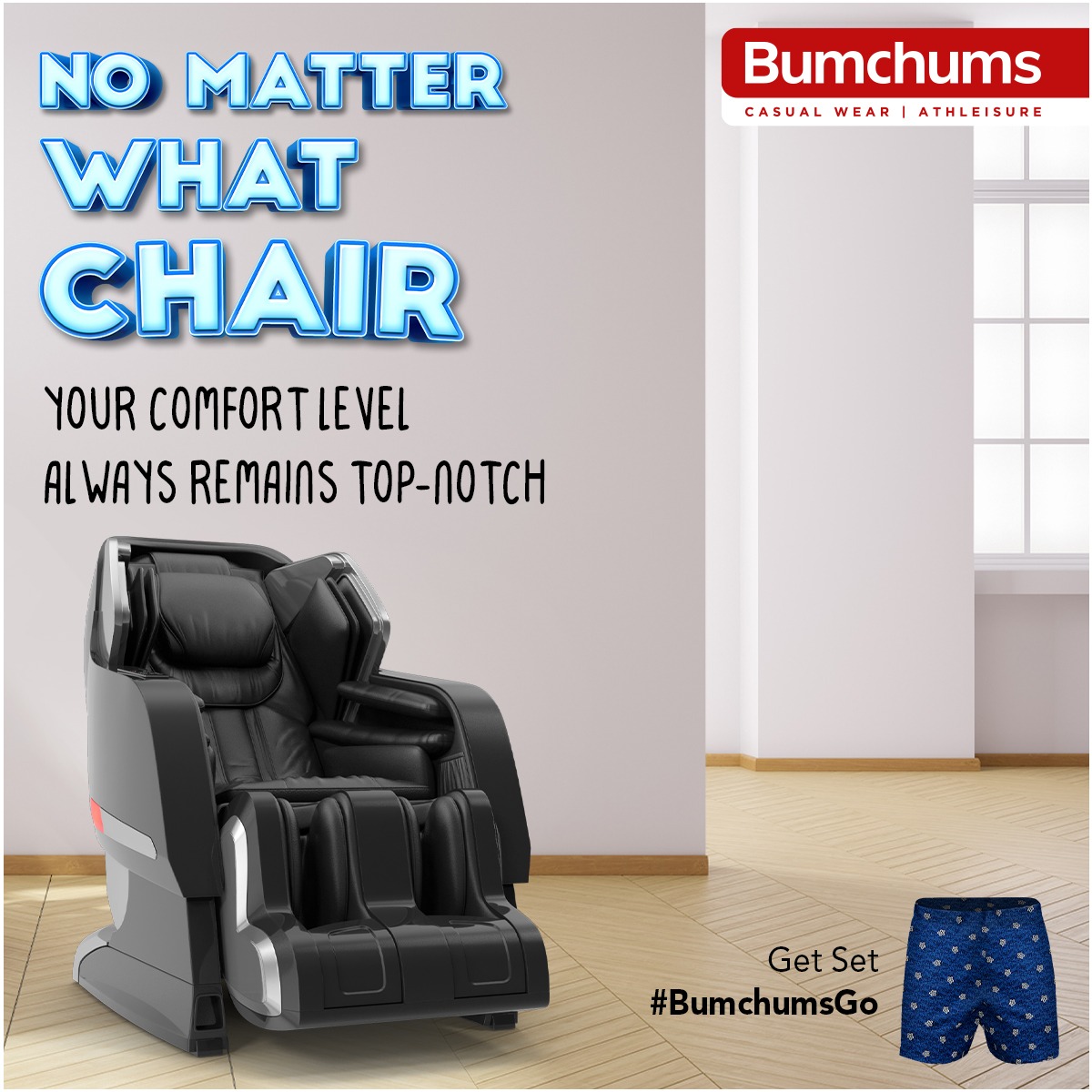 BumchumsFashion's tweet photo. ‘Hot seat’ ho ya ‘Massage chair’, Ye mamla comfort level ka hai😎
Bumchums pehnoge toh samajh jaoge🩳
Shop now: https://t.co/uTDN0XHBtT
#BumchumsGo #stylish #swag
#trendy #comfy #Bumchums #casualwear
#athleisure #massagechair #comfortlevel
#comfort #nomatterwhat #topnotch https://t.co/dfqIcyg8mT